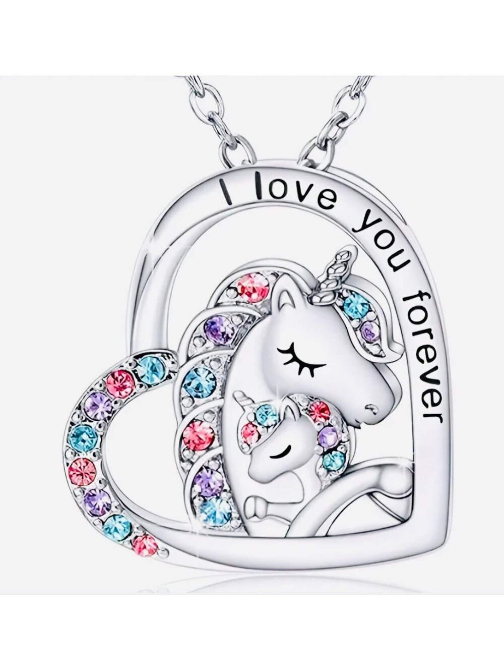 New - Silver 4pcs Enchanting Heart Shape Unicorn Jewelry Set